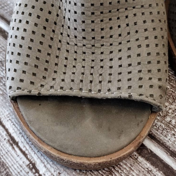 Steve Madden | Taupe Tala Perforated Nubuck Leather Open-Toe Ankle Booties - Picture 4 of 13